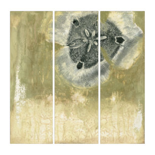Flowerhead Abstract with Glazed Texture Triptych
