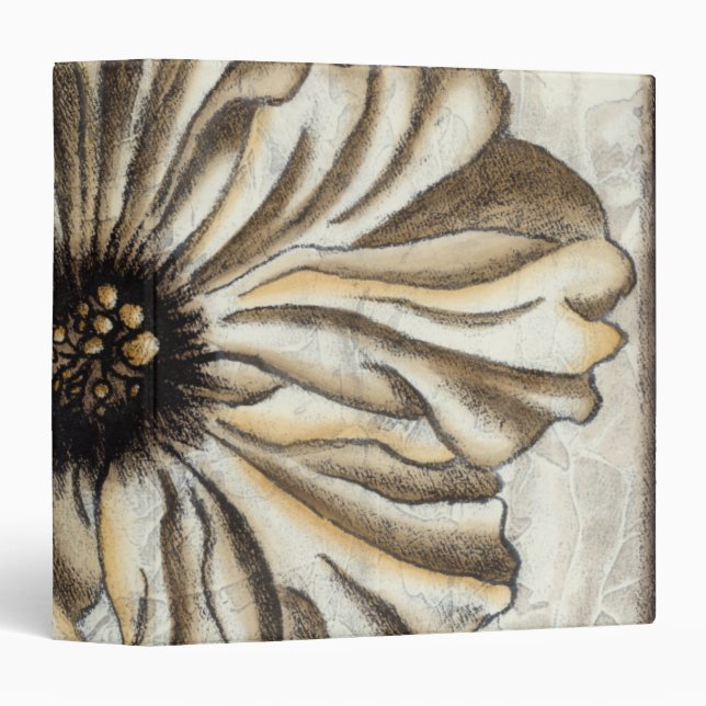 Flowerhead Fresco on Tan Background 3 Ring Binder (Front/Spine)