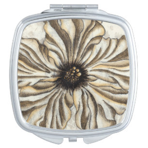 Flowerhead Fresco on Tan Background Compact Mirror