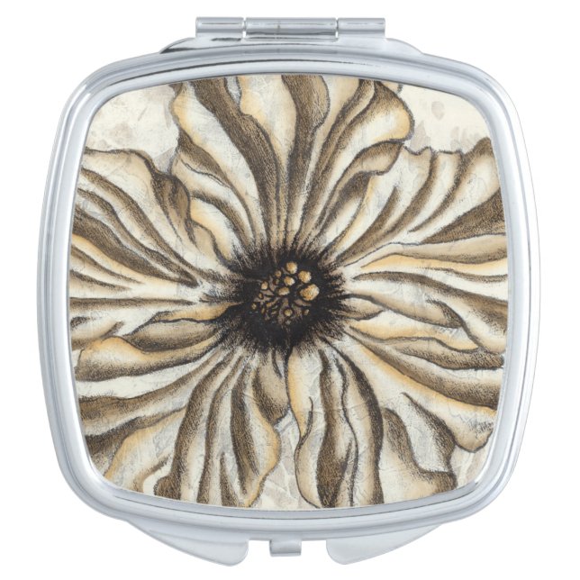 Flowerhead Fresco on Tan Background Compact Mirror (Front)