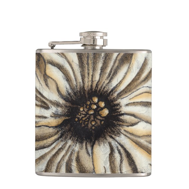 Flowerhead Fresco on Tan Background Flask (Front)