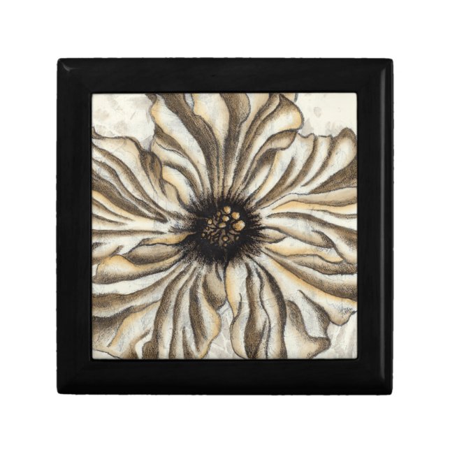 Flowerhead Fresco on Tan Background Keepsake Box (Front)