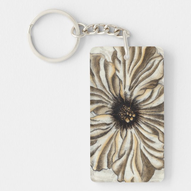 Flowerhead Fresco on Tan Background Keychain (Front)