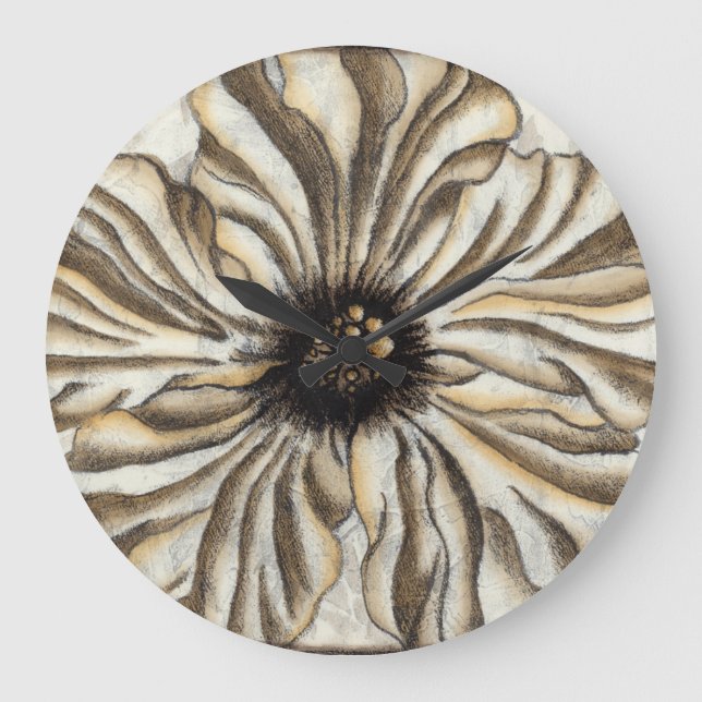 Flowerhead Fresco on Tan Background Large Clock (Front)