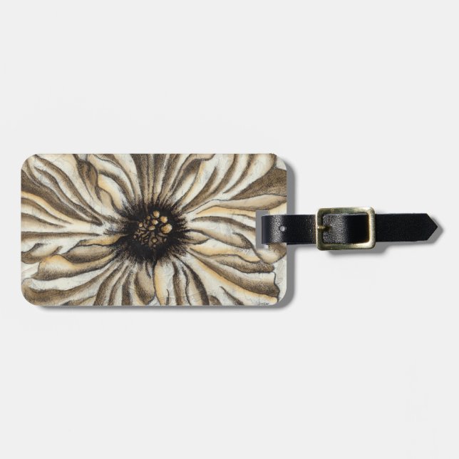 Flowerhead Fresco on Tan Background Luggage Tag (Front Horizontal)