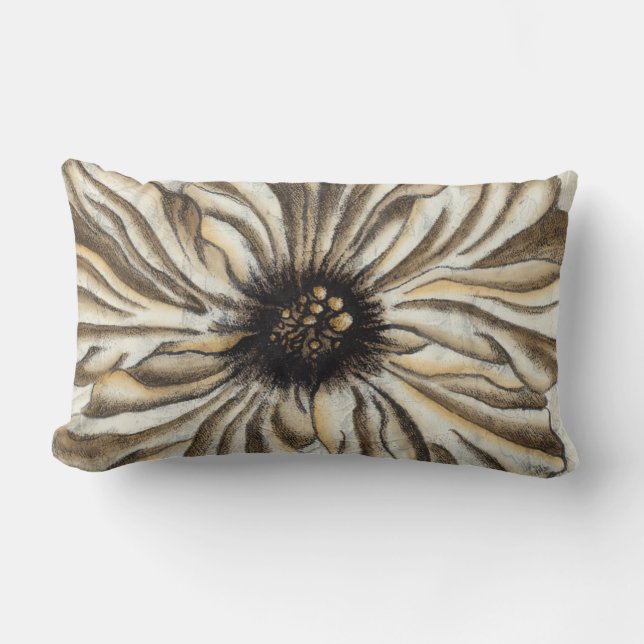 Flowerhead Fresco on Tan Background Lumbar Pillow (Front)