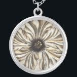 Flowerhead Fresco on Tan Background Silver Plated Necklace<br><div class="desc">A large flowerhead makes up the majority of this fresco. Resting on a tan background the piece has a very rustic feel. This would make a lovely addition to any home!</div>
