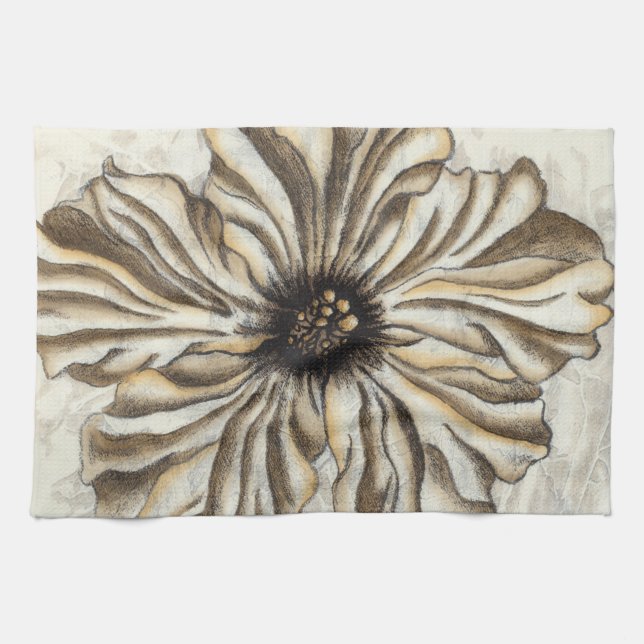 Flowerhead Fresco on Tan Background Towel (Horizontal)