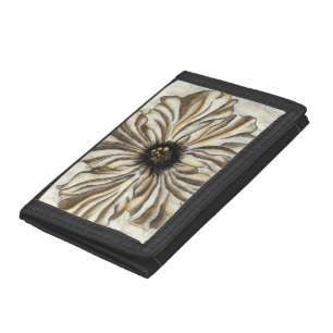 Flowerhead Fresco on Tan Background Tri-fold Wallet