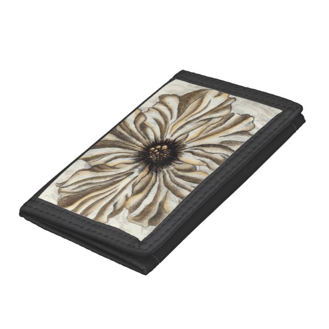 Flowerhead Fresco on Tan Background Tri-fold Wallet (Bottom)