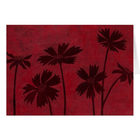 Flowerhead Silhouettes on Crimson Background Cards (Front Horizontal)