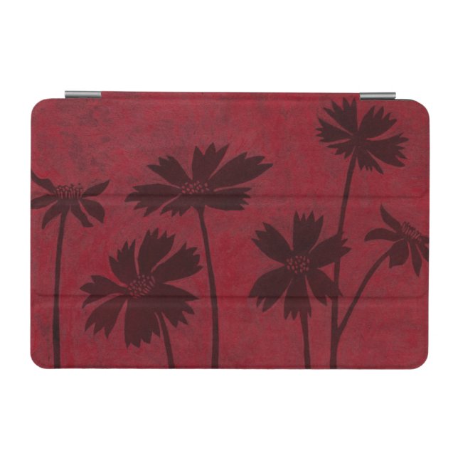 Flowerhead Silhouettes on Crimson Background iPad Mini Cover (Horizontal)