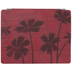 Flowerhead Silhouettes on Crimson Background iPad Smart Cover