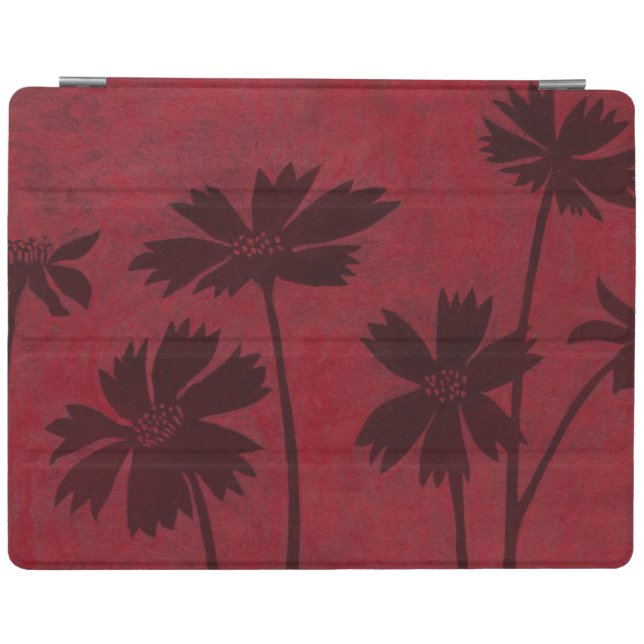 Flowerhead Silhouettes on Crimson Background iPad Smart Cover (Horizontal)