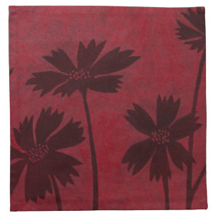 Flowerhead Silhouettes on Crimson Background Napkin