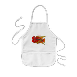 Flowerhorn cichlid fish cartoon illustration kids' apron