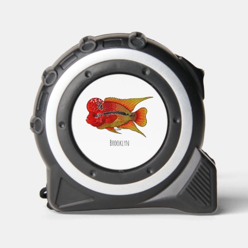 Flowerhorn cichlid fish cartoon illustration  tape measure