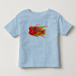 Flowerhorn cichlid fish cartoon illustration toddler t-shirt