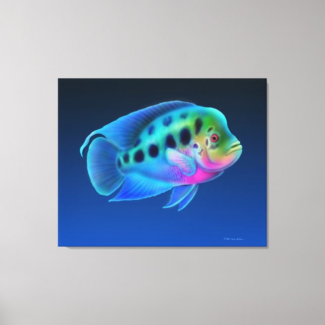 Flowerhorn Cichlid Fish Wrapped Canvas Print (Front)