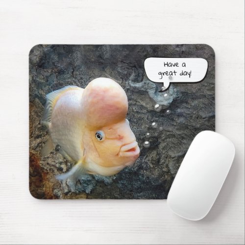 Flowerhorn Fish With Speech Bubble Mouse Pad