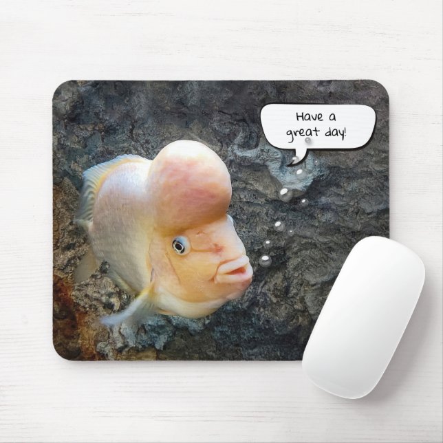 Flowerhorn Fish With Speech Bubble Mouse Pad (With Mouse)