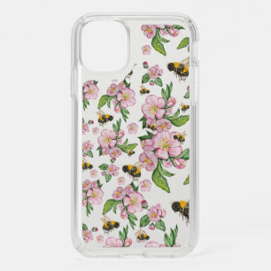 Flowering apple orchard with bees watercolor drawi speck iPhone 11 case