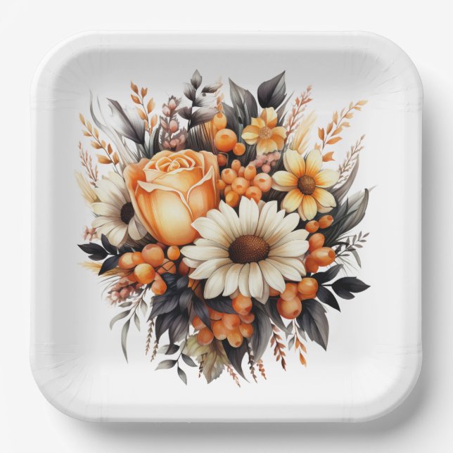 Flowering Bouquet Paper Plates (Front)