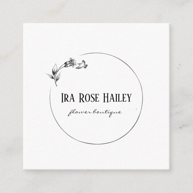 Flowering branch design square business card (Front)