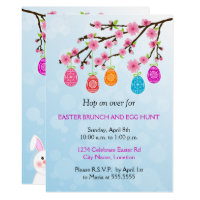Flowering Branch Easter Eggs Party Card