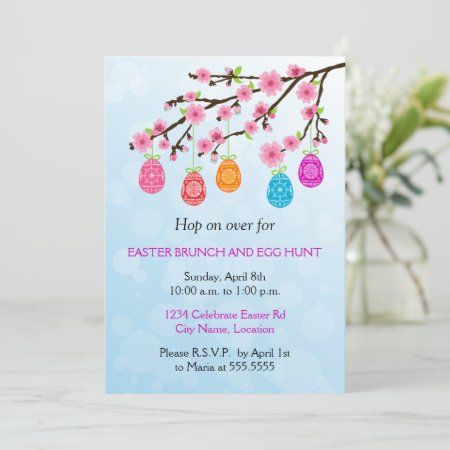Flowering Branch Easter Eggs Party Invitation