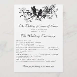Flowering Branch Vintage Love Bird Wedding Program