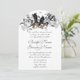 Flowering Branch Vintage Love Birds Wedding Invite