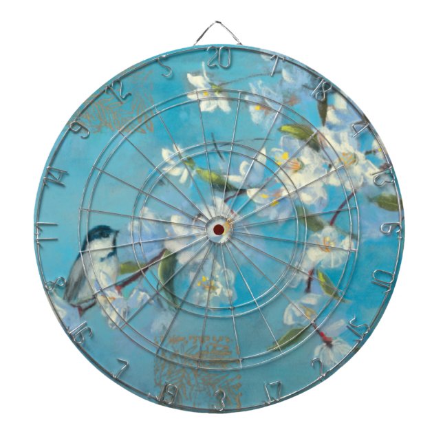 Flowering Branches Dartboard With Darts (Front)