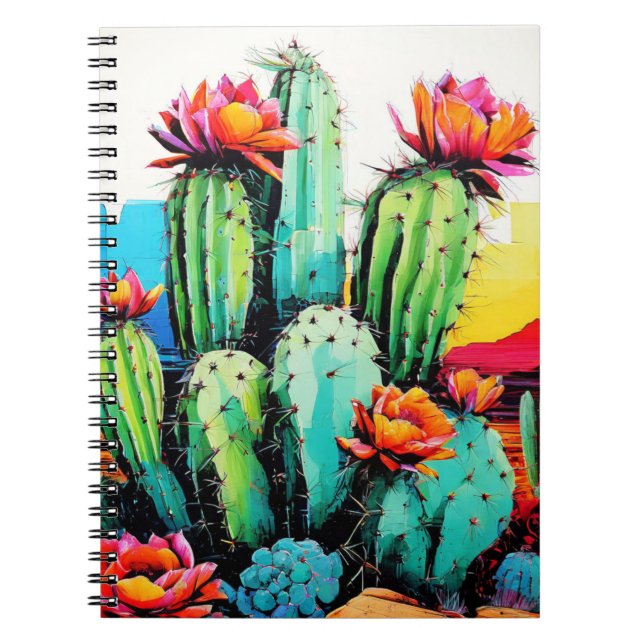 Flowering Cactus Desert Art Notebook Journal (Front)