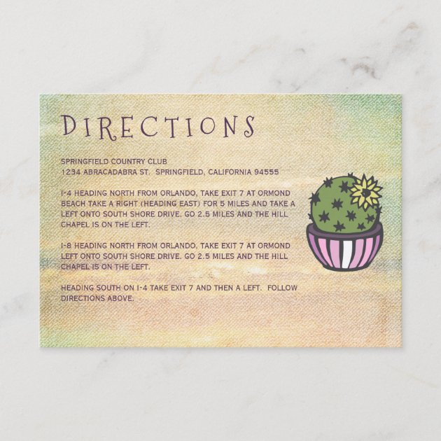 Flowering Cactus Directions Enclosure Card