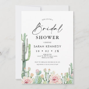 Flowering Cactus Fiesta Succulent Bridal Shower Invitation
