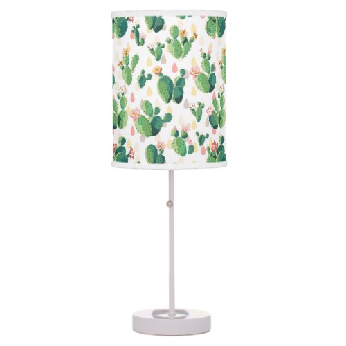 Flowering Cactus On White Background Table Lamp