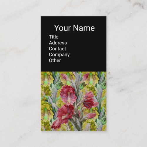 FLOWERING CACTUS RED PINK YELLOW FLOWERS  Floral Business Card