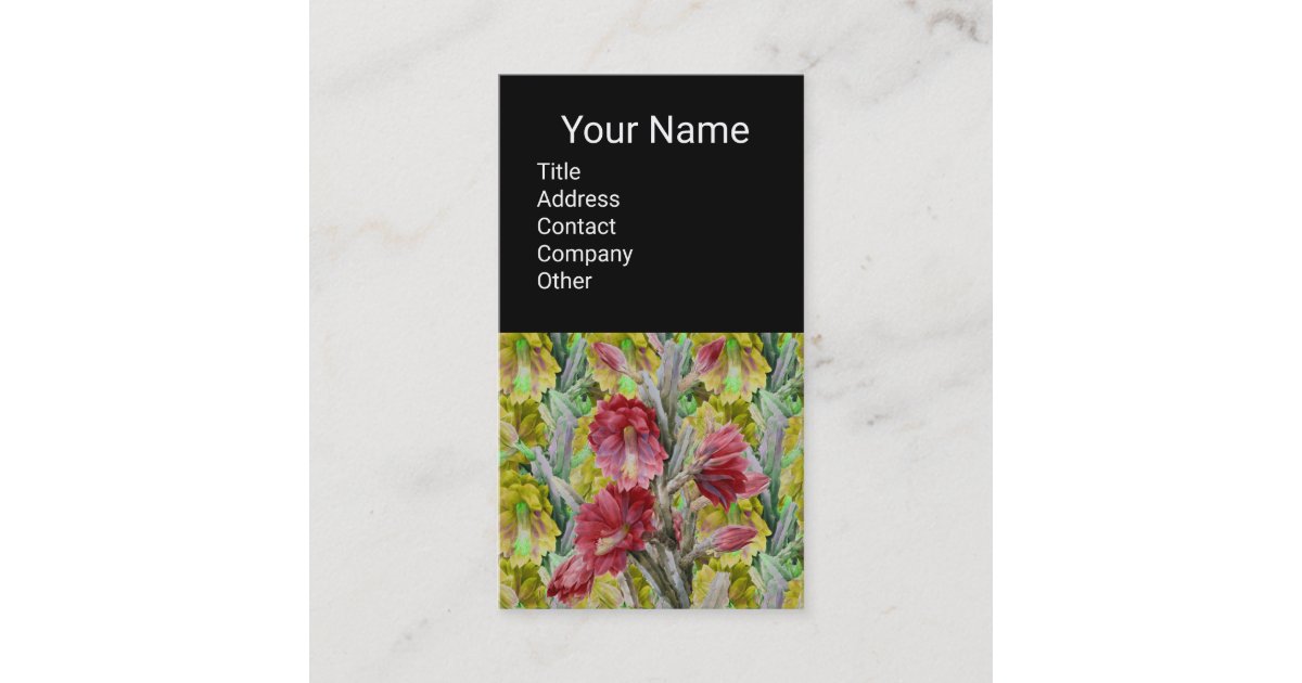 Flowering Cactus Red Pink Yellow Flowers Floral Business Card Zazzle Com
