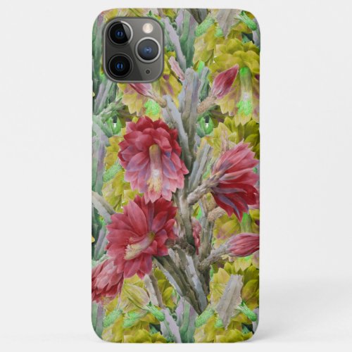 FLOWERING CACTUS RED PINK YELLOW FLOWERS  Floral iPhone 11 Pro Max Case