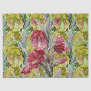 FLOWERING CACTUS ,RED PINK YELLOW FLOWERS Floral Tissue Paper