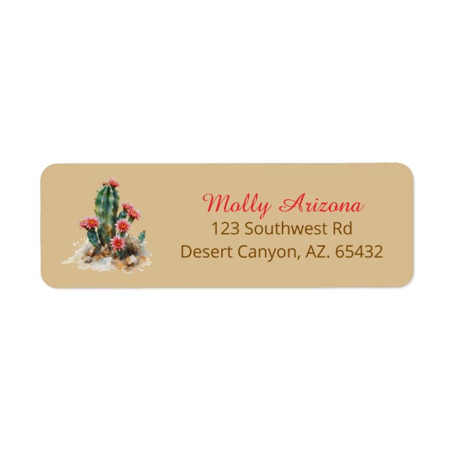 Flowering Cactus Return Address Label (Front)