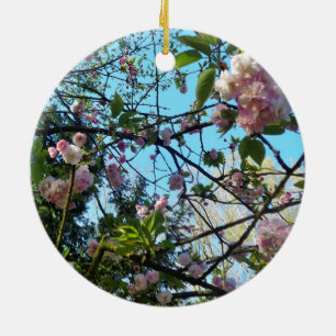 Flowering Cherry, Blossom, Nature, Pink Flower Ceramic Ornament