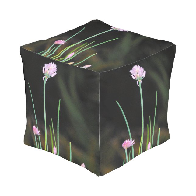Flowering Chives Outdoor Pouf (Angled Back)
