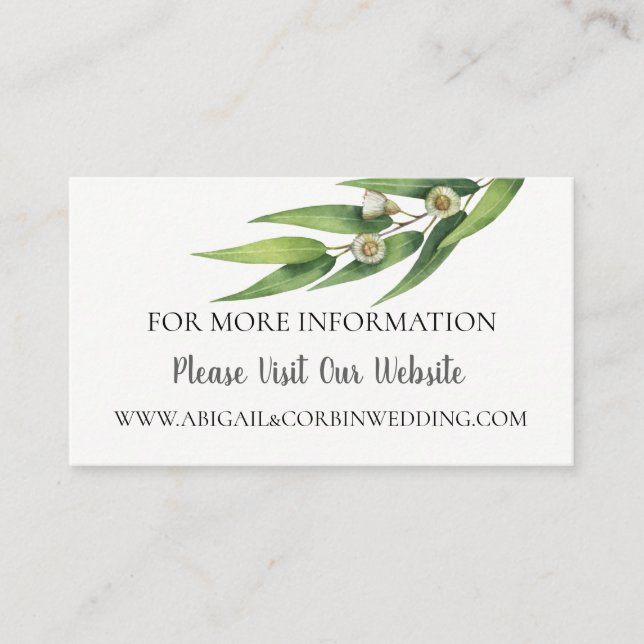 Flowering Eucalyptus Wedding Website Details Enclosure Card (Front)