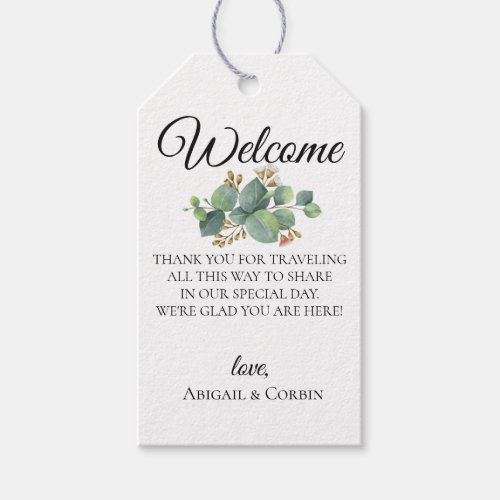 Flowering Eucalyptus Wedding Welcome Bag Gift Tags