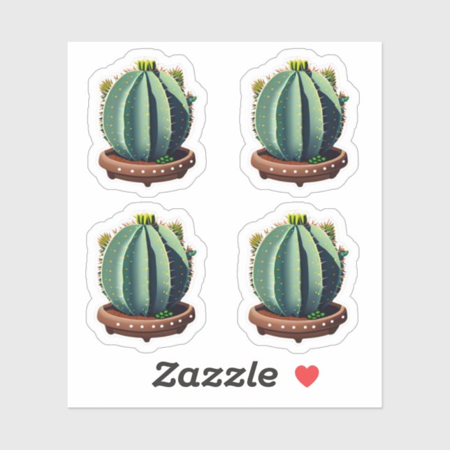 Flowering Fat Cactus with Colorful Blooms Sticker (Sheet)