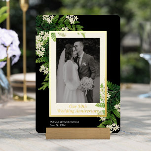Flowering Ferns Wedding Anniversary Photo Foil Invitation