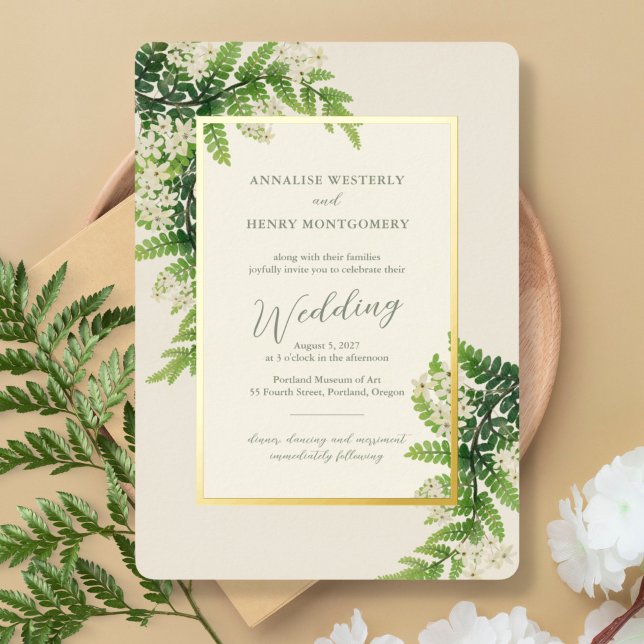 Flowering Ferns Wedding Foil Invitation (Creator Uploaded)