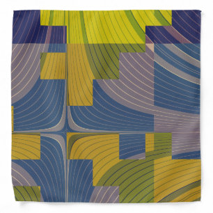 Flowering Fields Modern Abstract Art Blue Yellow  Bandana